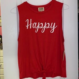 “Happy” red tank top